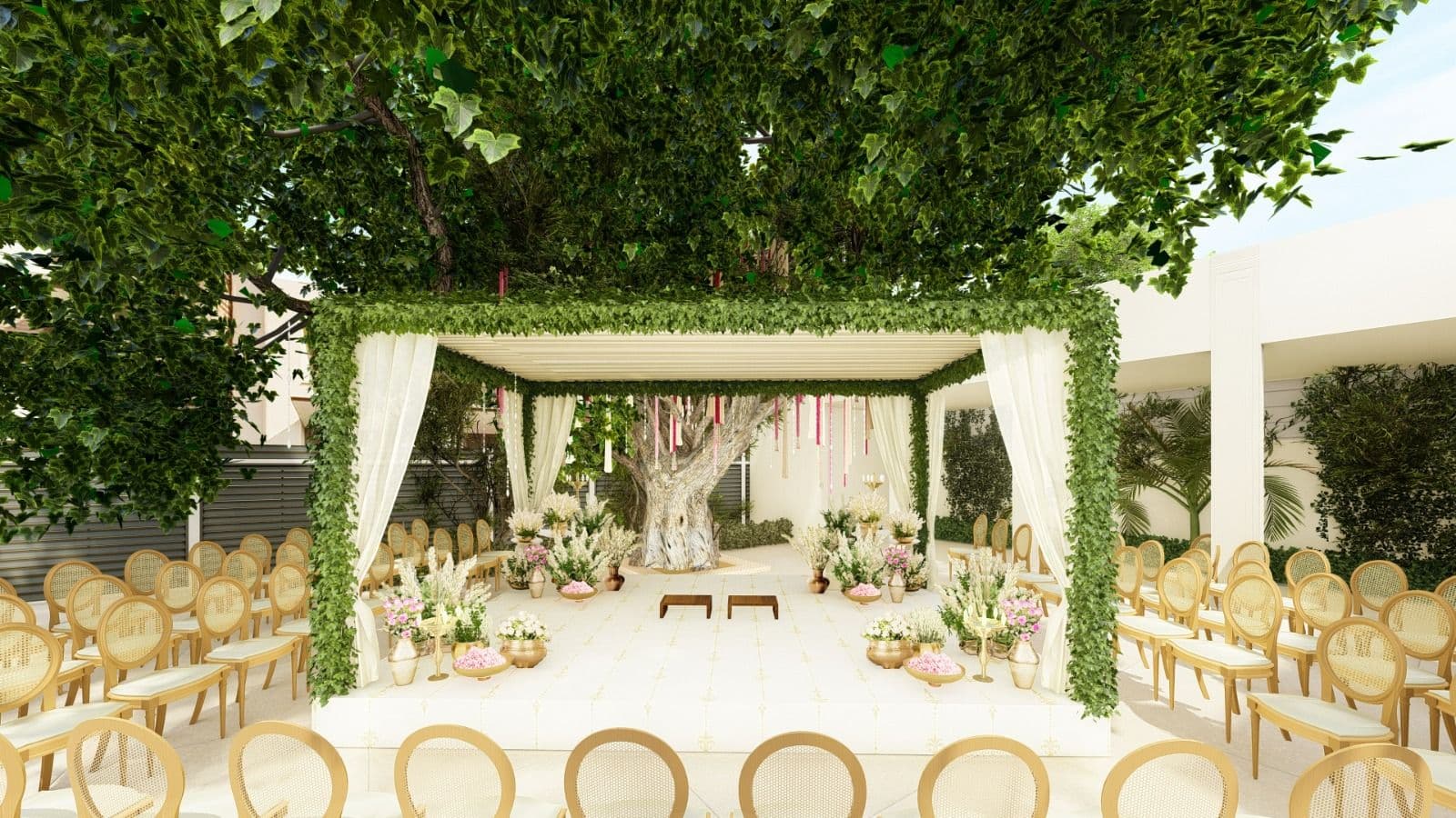 Outdoor Garden Mandap - 3D Render 1